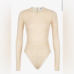 Fendi Beige Lace Bodysuit